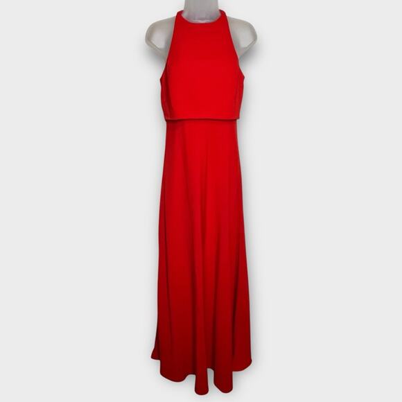 NWT BHLDN Jill Stuart Red Iva Crepe Maxi Formal Dress Size 4 Anthropologie Prom - Picture 2 of 7